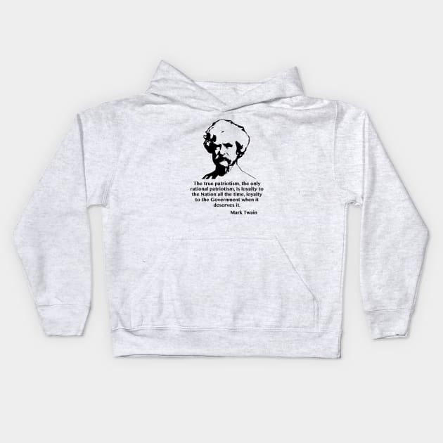 Mark Twain on Patriotism Kids Hoodie by jph